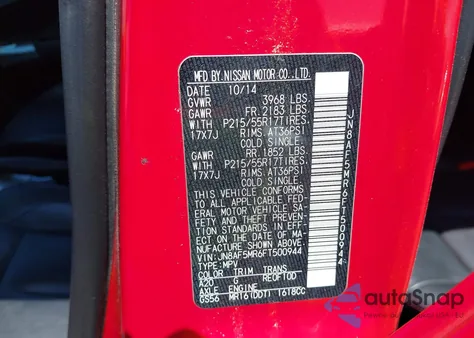 2015 Nissan Juke Sl из США, поврежденный, VIN JN8AF5MR6FT500944